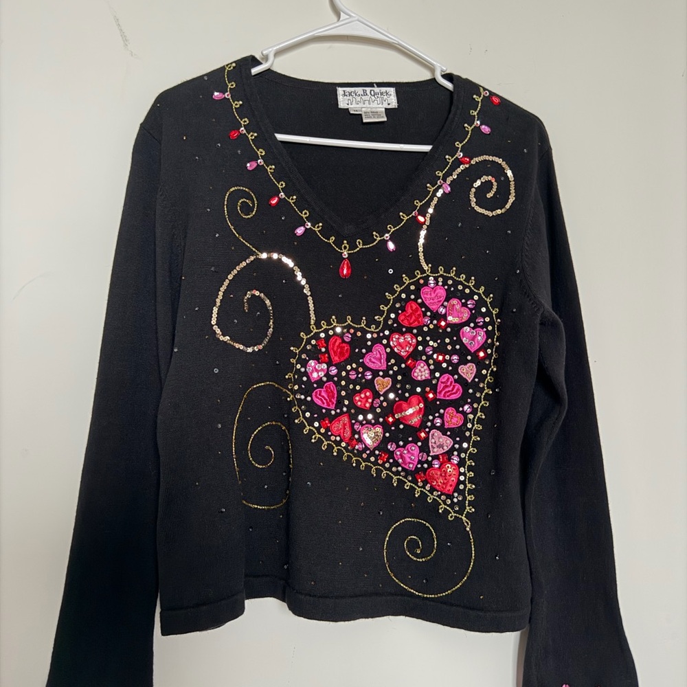 Jack B. Hand-Beaded Quick Black Top - Size M